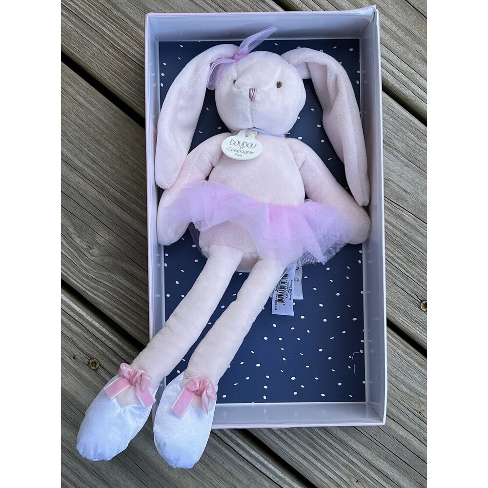 Doudou et Compagnie Paris Ballerina Bunny Plush Baby Infant Toy Pink 12" NEW